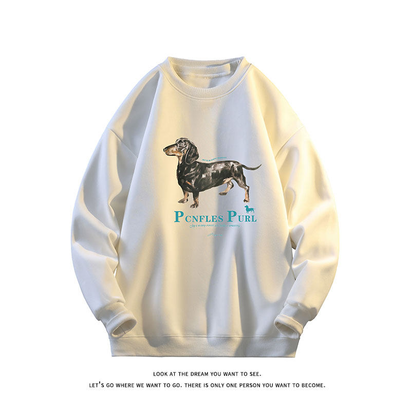 腊肠狗印花卫衣美式圆领套头高级感休闲百搭上衣W4700-特价28，男装卫衣，电商A007-1