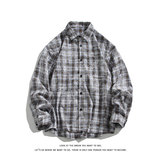 潮流复古扎染格子大码宽松长袖衬衫内搭外套C2204-P40【特价】，男装衬衫，电商A007-1
