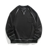 潮流坎车撞色线圆领卫衣大码宽松休闲内搭上衣W4649-P36【特价】，男装卫衣，电商A007-1