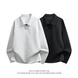 美式复古纯色翻领套头卫衣男女宽松休闲百搭POLO衫T恤W4710-特P26，男装T恤，电商A007-1