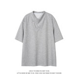 美式复古重磅短袖T恤男立领拉链宽松型休闲百搭上衣T3718-特价P26，男装T恤，电商A007-1