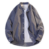 设计感条纹衬衣文艺范男宽松休闲港味立领衬衫外套C2270-特价P45，男装衬衫，电商A007-1