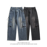 工装大口袋宽松美式牛仔裤大码直筒休闲长裤K8553-P44【特价】，男装牛仔裤，电商A007-1