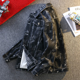 工装风翻领牛仔夹克男宽松印花潮牌百搭外套男士夹克JA28-特价P58，男装夹克，电商A007-1