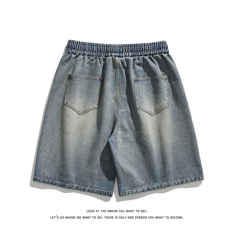 夏新百搭美式休闲松紧腰水洗潮流牛仔短裤子男DK8490-P32【特价】,男装牛仔裤,电商A007-1