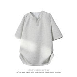休闲风半开领短袖T恤男女宽松重磅纯棉小领口上衣T3709-特价P20，男装T恤，电商A007-1