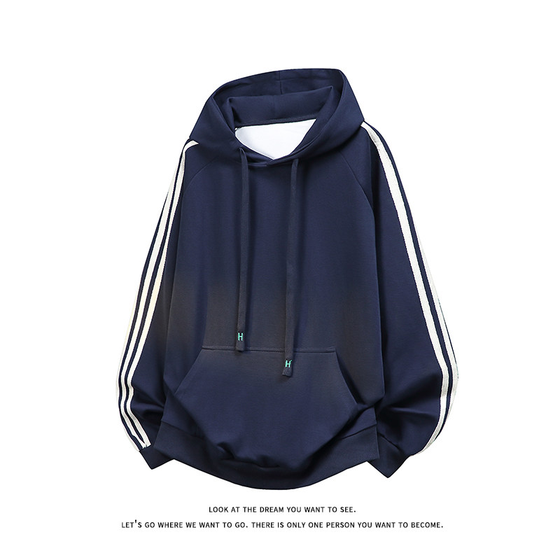 潮流休闲三条杠大码纯色休闲运动连帽卫衣内搭W4604-P50【特价】,男装卫衣,电商A007-1