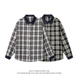 复古格子拼接衬衫男长袖宽松休闲翻领百搭外套C2277-特价P35，男装衬衫，电商A007-1