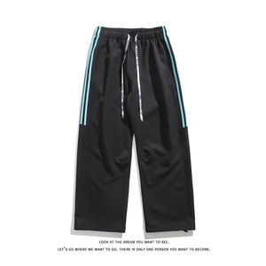 条纹撞色大码三条杠运动裤直筒长裤休闲裤K8592-P30【特价】