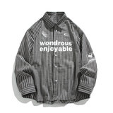 宽松百搭叠穿印花压皱条纹衬衫外套男女C2216-P47【特价】，男装衬衫，电商A007-1