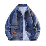 宽松多口袋做旧翻领外套美式复古工装牛仔夹克男JA7008-特价P65，男装夹克，电商A007-1