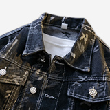 工装风翻领牛仔夹克男宽松印花潮牌百搭外套男士夹克JA28-特价P58，男装夹克，电商A007-1