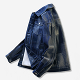 工装风拼接牛仔夹克男翻领宽松百搭外套青年纽扣上衣JA36-特价P58，男装夹克，电商A007-1