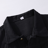 美式复古翻领牛仔外套男宽松工装夹克黑色时尚百搭JA911-特价P53，男装工装外套，电商A007-1