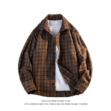 格子纹高级感复古衬衫美式设计感休闲长袖衬衫C2267-特价P32，男装衬衫，电商A007-1