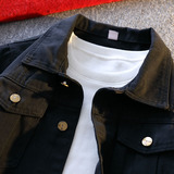 美式复古翻领牛仔外套男宽松工装夹克黑色时尚百搭JA911-特价P53，男装工装外套，电商A007-1