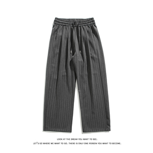 竖条纹山本裤男女夏季慵懒风垂感直筒西裤薄款裤子K8621-特价P37图片
