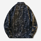 工装风翻领牛仔夹克男宽松印花潮牌百搭外套男士夹克JA28-特价P58，男装夹克，电商A007-1