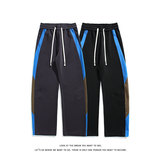 复古拼接运动裤卫裤宽松阔腿休闲裤垂感长裤K8664-特价P42，男装休闲裤，电商A007-1