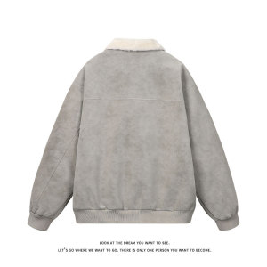 冬季美拉德巴恩风羊羔绒屋面PU皮棉服加绒保暖棉衣MP7827-特P80图片