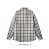 复古格子美式衬衫男长袖翻领宽松百搭格子纹外套C2273-特价P37，男装衬衫，电商A007-1