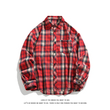 韩版潮流复古格子大码翻领长袖衬衫内搭外套C2208-P28【特价】，男装衬衫，电商A007-1