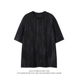 休闲风百搭短袖T恤男女宽松圆领条纹肌理感内搭上衣T3695-特价P22，男装T恤，电商A007-1