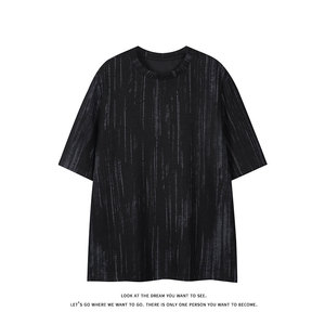 休闲风百搭短袖T恤男女宽松圆领条纹肌理感内搭上衣T3695-特价P22图片