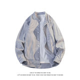 设计感条纹衬衣文艺范男宽松休闲港味立领衬衫外套C2270-特价P45，男装衬衫，电商A007-1