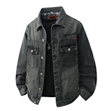 字母时尚百搭牛仔夹克工装风翻领多口袋休闲长袖外套JQ3-特价P70，男装夹克，电商A007-1