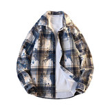 美式长袖宽松格子衬衫休闲内搭衬衣高级感翻领外套男CJ9741-特P42，男装衬衫，电商A007-1