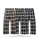 潮流大码中性风美式休闲直筒格子裤拖地裤长裤K8585-P48【特价】，男装休闲裤，电商A007-1