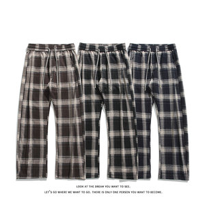 潮流大码中性风美式休闲直筒格子裤拖地裤长裤K8585-P48【特价】，男装休闲裤，电商A007-1