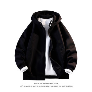 秋冬美式复古开衫连帽卫衣外套男女设计感情侣上衣W4692-特价P63，女装短外套，电商A007-1