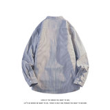 设计感条纹衬衣文艺范男宽松休闲港味立领衬衫外套C2270-特价P45，男装衬衫，电商A007-1