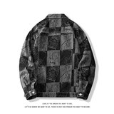 潮流休闲大码宽松男女拼色提花牛仔外套夹克JA31-P57【特价】，男装工装外套，电商A007-1