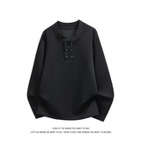 美式风亨利领卫衣男女纽扣装饰重磅长袖上衣百搭W4715-特价P32，男装卫衣，电商A007-1