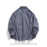 高品质条纹衬衫复古大码长袖衬衫外套C2210-P45【特价】，男装衬衫，电商A007-1