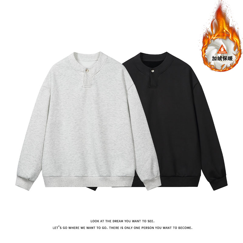 重磅320克亨利领宽松休闲卫衣男W4647JR（加绒）特P42/W4647特P35，男装卫衣，电商A007-1