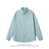 休闲风竖条纹衬衫男长袖松弛感少年风高级感外套C2275-特价P37，男装衬衫，电商A007-1