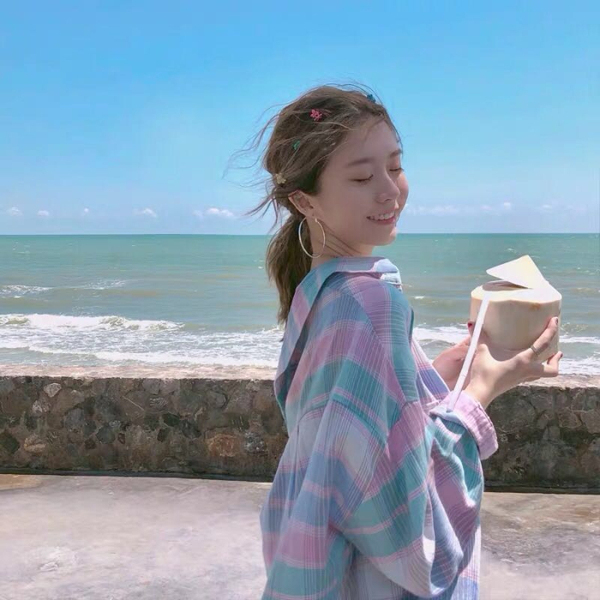 格子襯衫女很仙的洋氣雪紡上衣2019春夏新款少女粉色防曬長袖外套