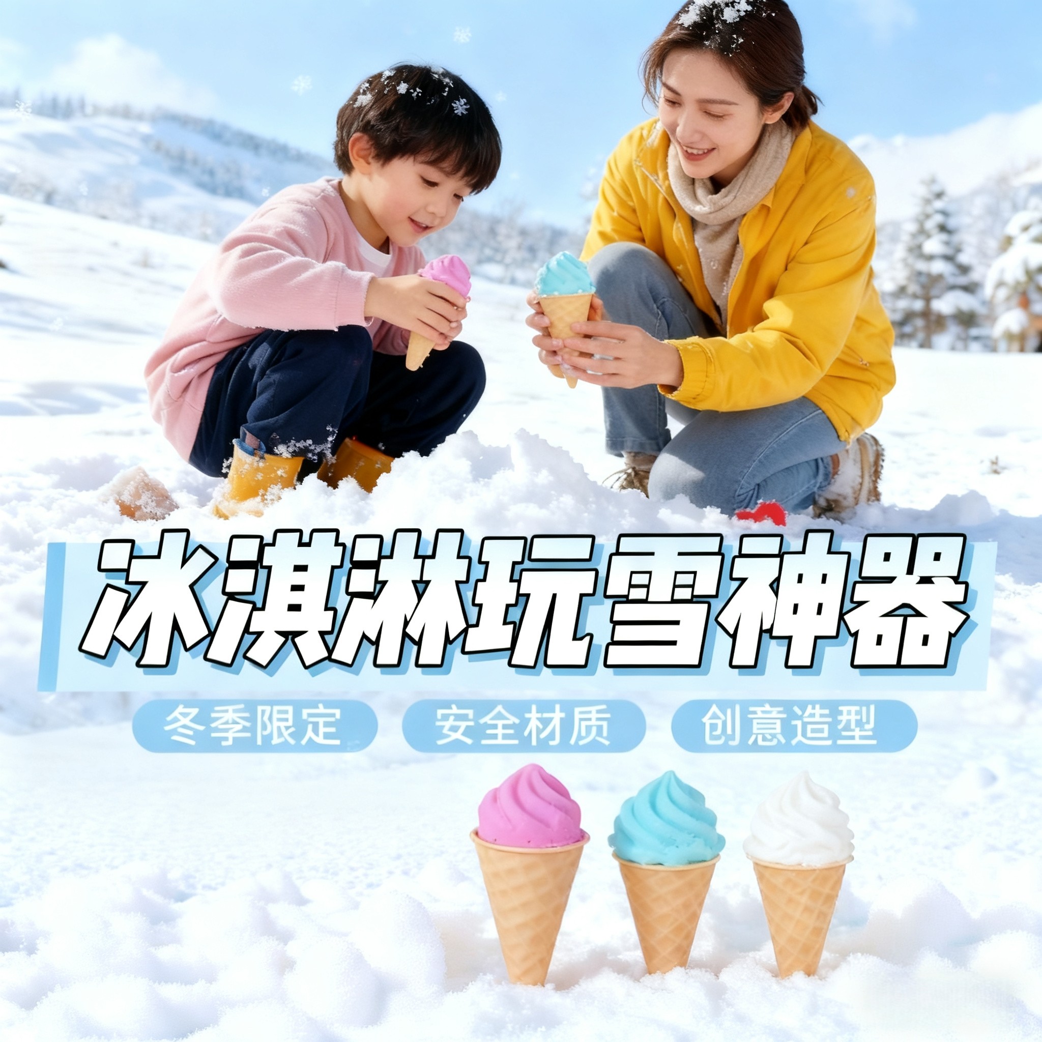 冬天玩雪工具套装仿真冰淇淋模具