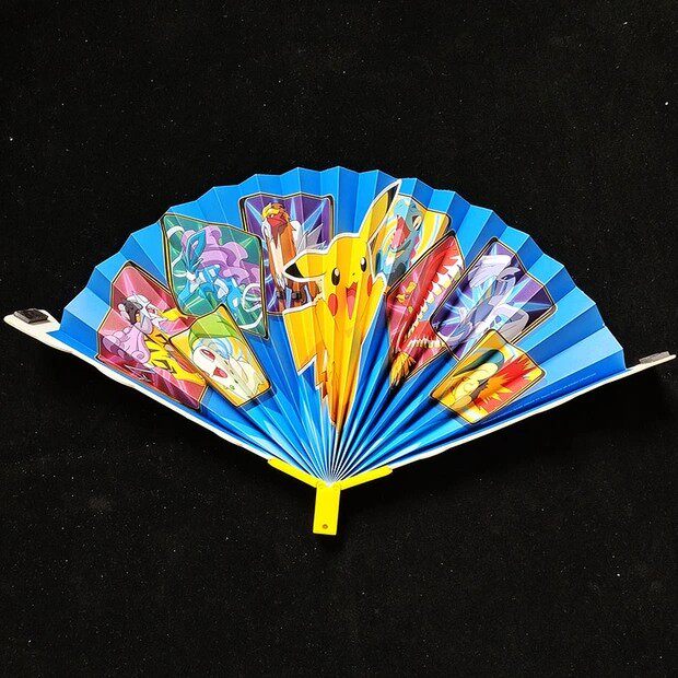 日版散货口袋妖怪宠物小精灵炎帝洛奇亚皮卡丘帕奇力磁折纸扇子