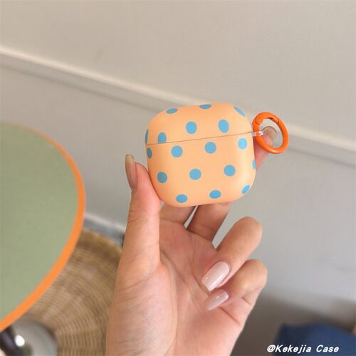 ins风磨砂橙蓝波点AirPods壳