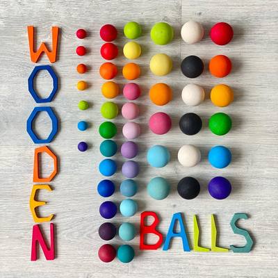 彩色木制实心球滚珠配件