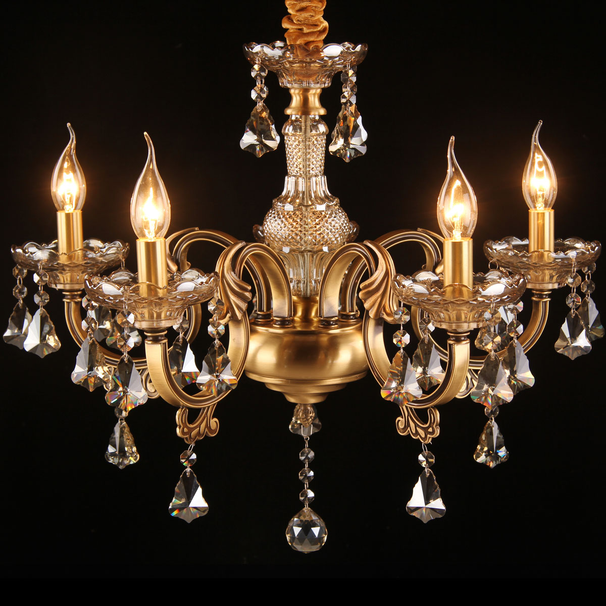 奥灯复古典蜡烛水晶美式6头灯具