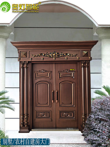 锌合金别墅大门双开门农村自建房入户四开子母防盗门智能进户门