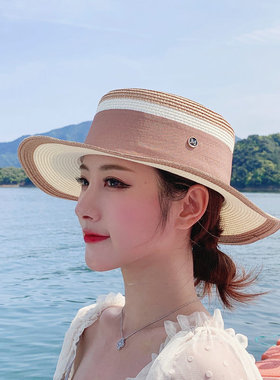 平顶出游法式女夏大檐防晒遮阳帽