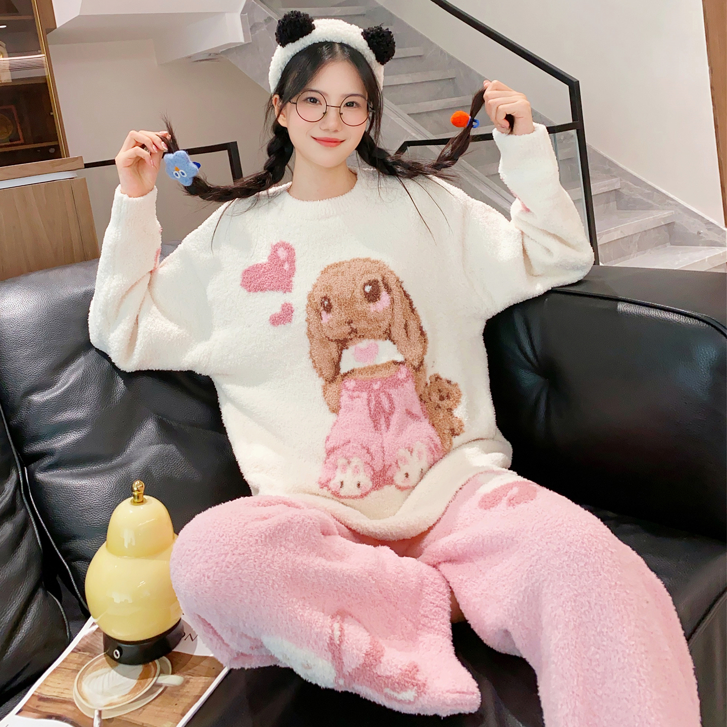 软萌小兔半边绒家居服冬季加厚
