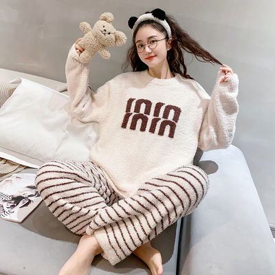 女珊瑚绒休闲家居服冬季加厚保暖